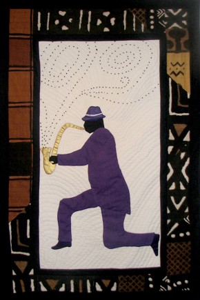 Mad Sax 3, Quilt by Aisha Lumumba, www.obaquilts.com