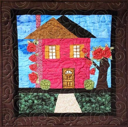 Rose Cottage #1, Quilt by Aisha Lumumba, www.obaquilts.com