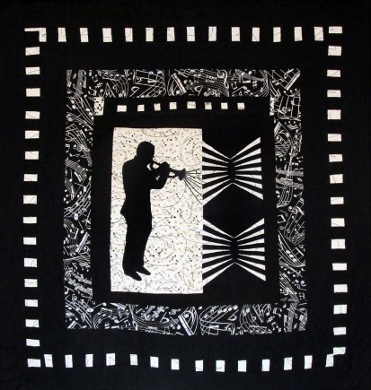 Trumpeter #2, Quilt by Aisha Lumumba, www.obaquilts.com
