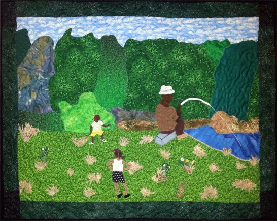 Fishing with Dad, Quilt by Aisha Lumumba, www.obaquilts.com