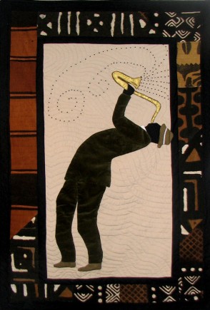 Mad Sax 2, Quilt by Aisha Lumumba, www.obaquilts.com