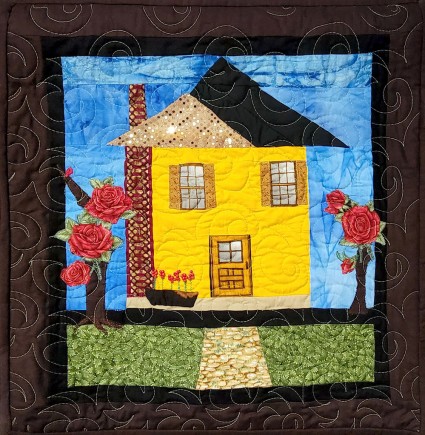 Rose Cottage #2, Quilt by Aisha Lumumba, www.obaquilts.com