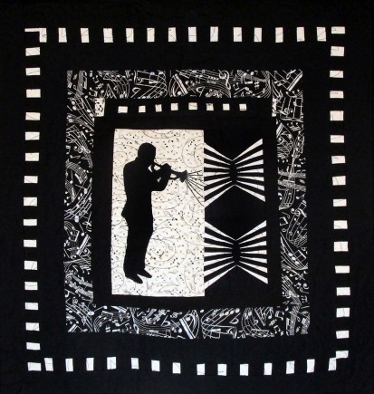 Trumpeter #2, Quilt by Aisha Lumumba, www.obaquilts.com